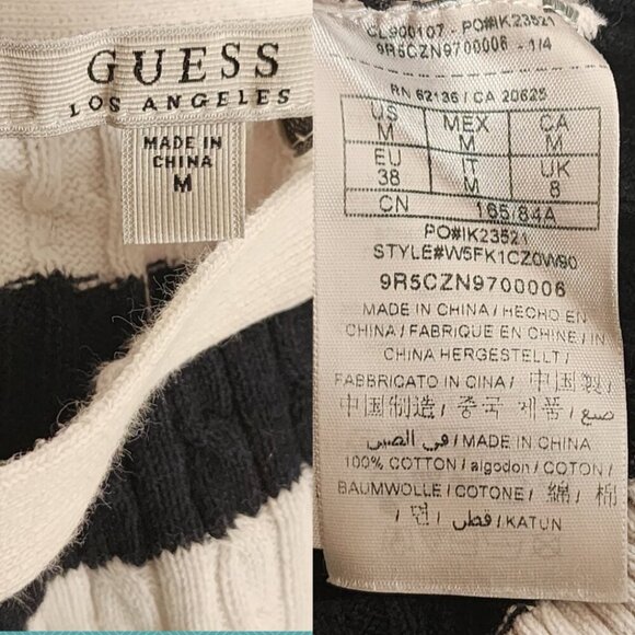 Guess Black White Striped Knit Button Back Sweater Dress - Picture 4 of 4